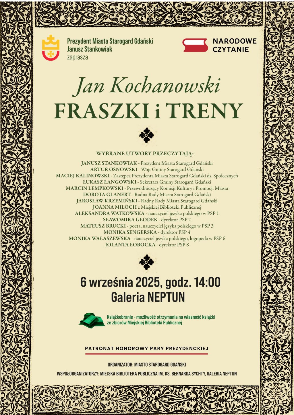 Starogard Gdański zaprasza na Narodowe Czytanie